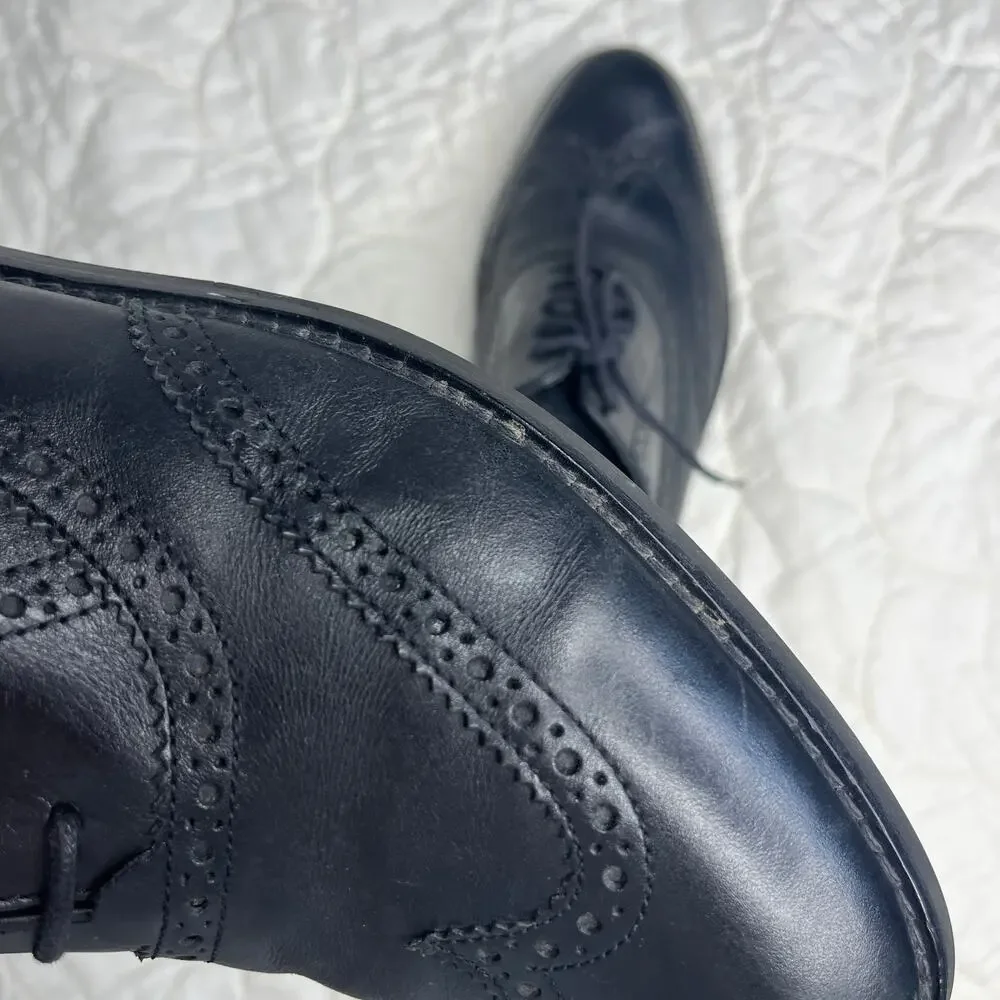 Cole Haan Mens Oxford Shoes 9.5 Skylar II Black Leather Wingtip Leather D41595